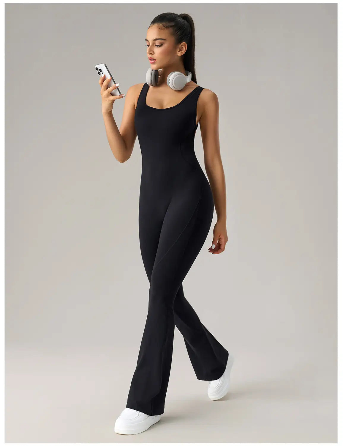 Sleek & Stylish: Women's Horn Elastic Yoga Jumpsuit