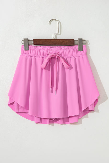 Black Drawstring High Waist Lined Tennis Skort
