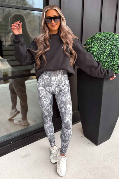 Multicolour Camouflage Pattern High Waist Leggings