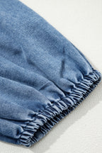 Blue Puff Half Sleeve Collared Denim Shirt