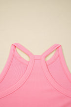 Green Slim Tank Top Elastic Waist Mini Skort 2pcs Outfit