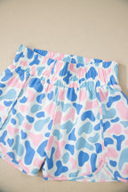 Multicolour Camouflage Print Shirred High Waist Athleisure Shorts
