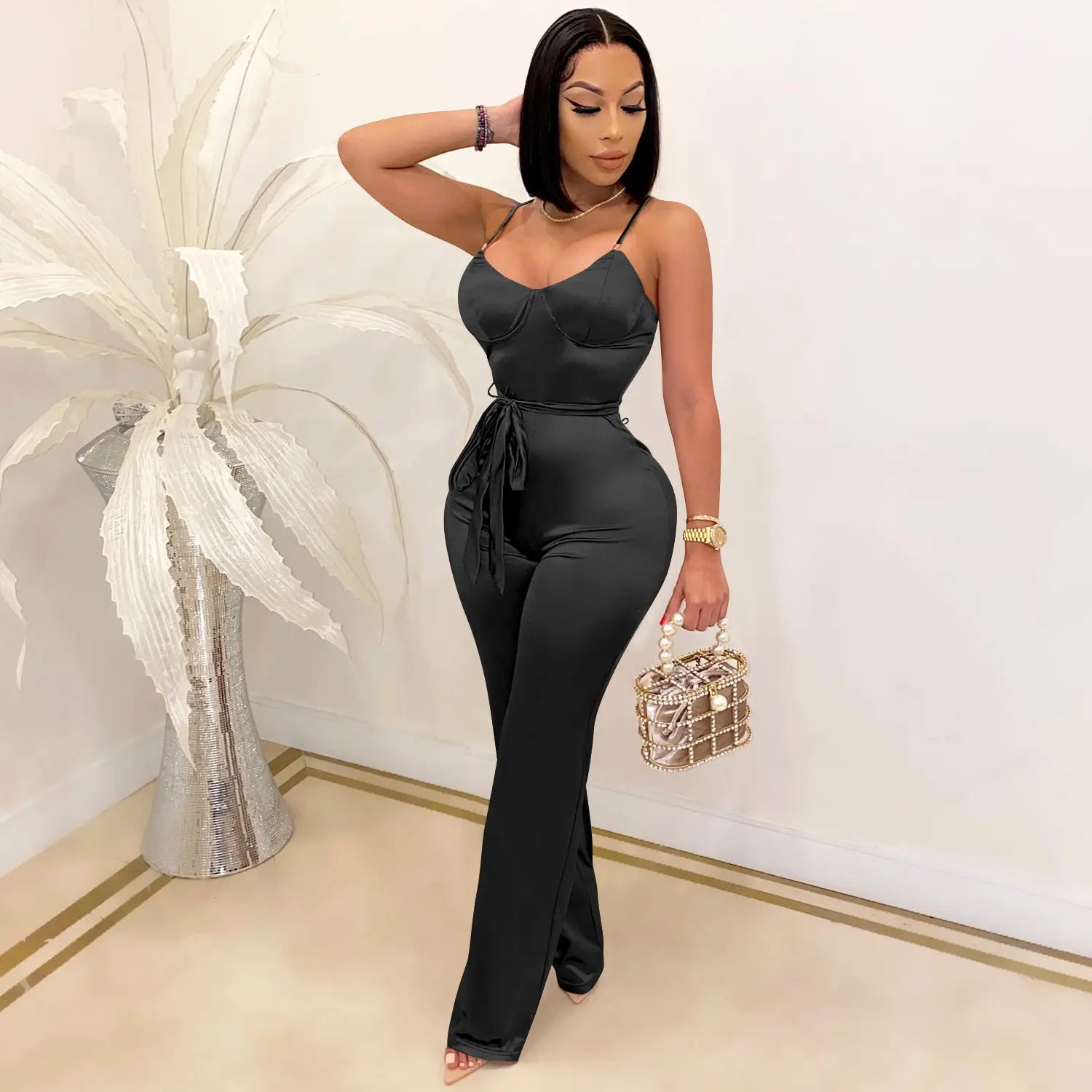 Fashionsexy jumpsuit straight leg pants casual elegant commute