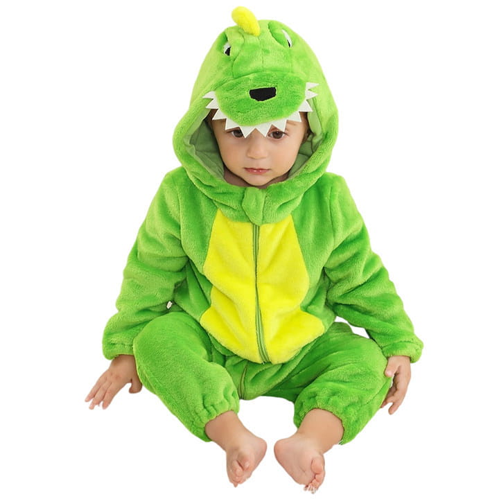 New children’s flannel crawling clothes baby jumpsuit baby pajamas cross-border dinosaur jumpsuit
