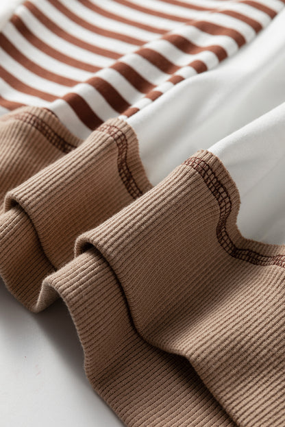 White Striped Colorblock Patchwork Oversized Sweatshirt