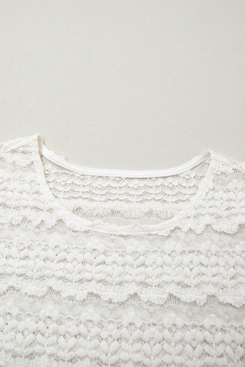 White Sheer Lace Short Sleeve Top