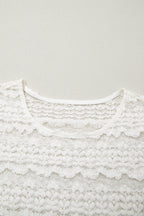 White Sheer Lace Short Sleeve Top