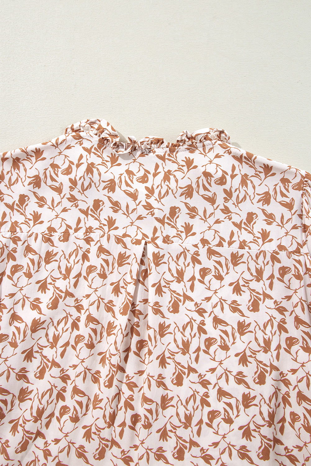 Blue Floral Print Lace Detail Puff Sleeve Shirt