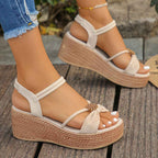 Chic Floral Platform Wedge Sandals SlipOn Comfort