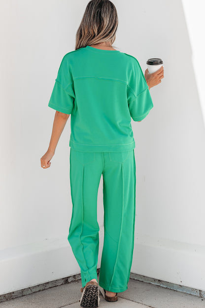 Orchid Bouquet Drop Shoulder Boxy Tee and Barrel Pants Set