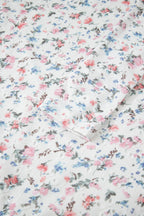White Floral Print Slim Fit Square Neck Long Sleeve Top