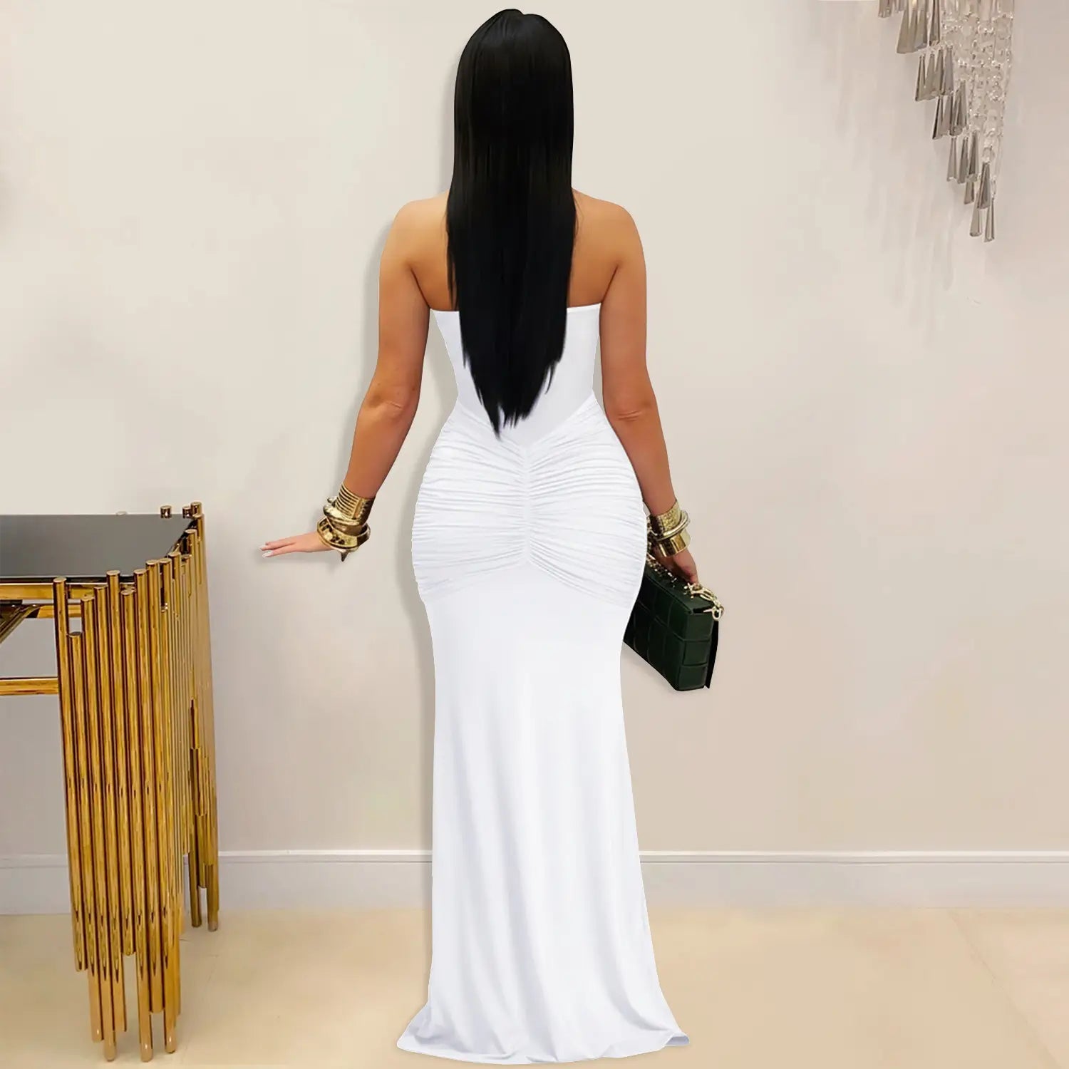 Fashion women’s sexy sheer mesh halter tie-back dress