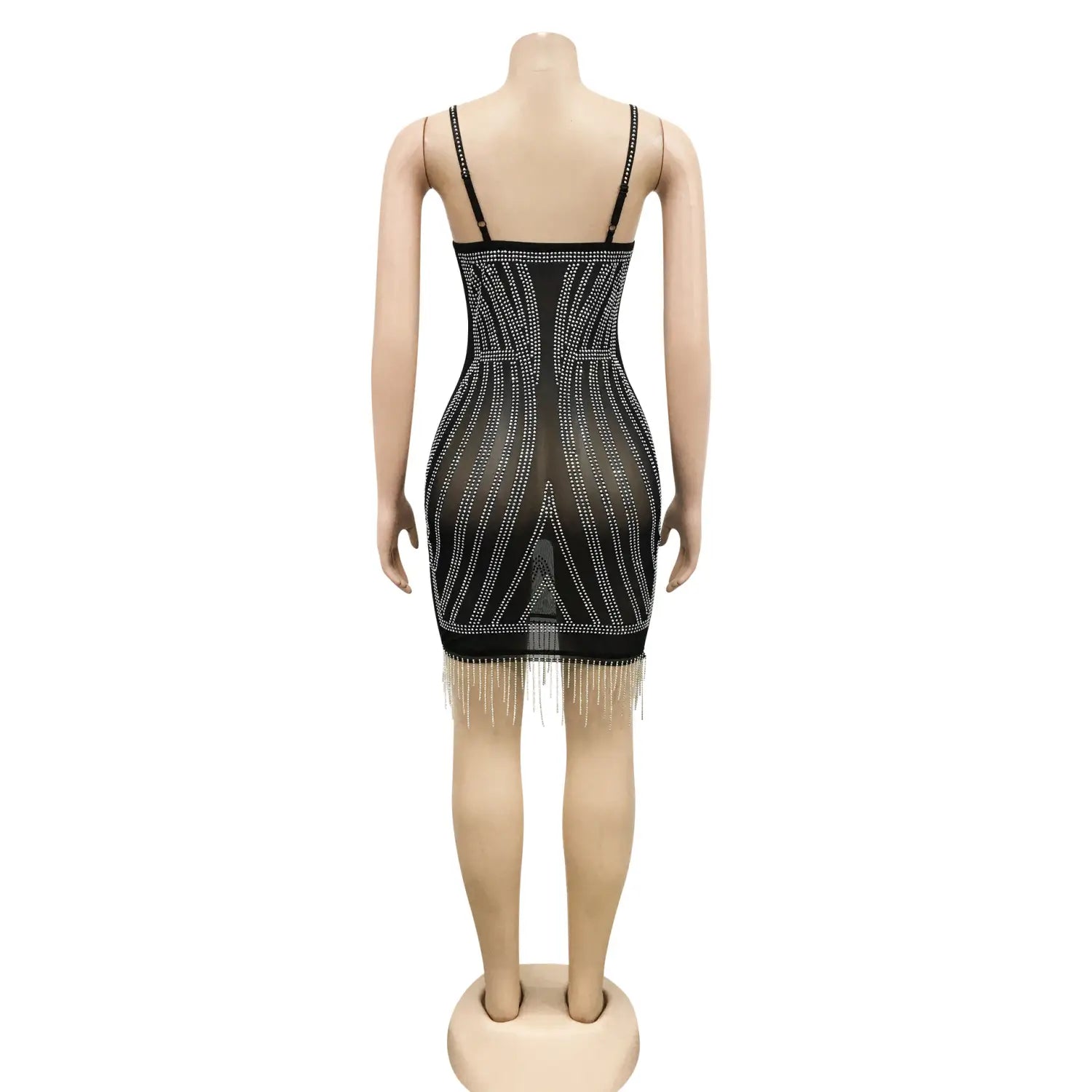 Sexy embellished strapless sleeveless crop top dress with fringe details