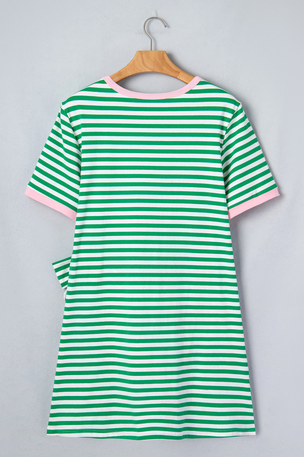 Sky Blue Stripe Nautical Tie Contrast Trim Round Neck T Shirt Mini Dress