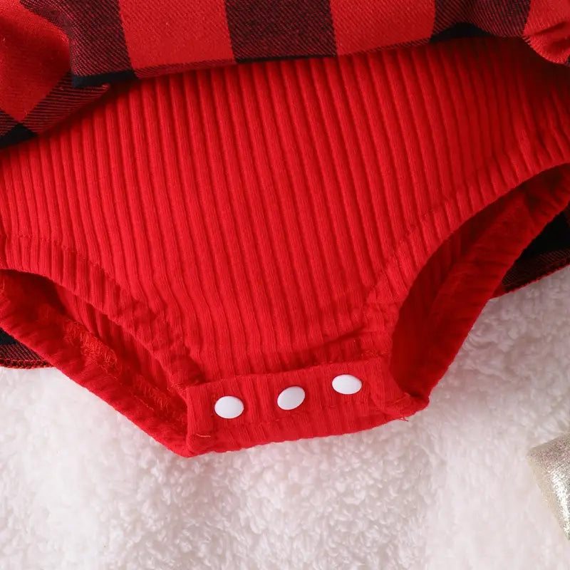 Baby girl christmas style pit stripe splicing lace plaid triangle bag fart jacket set