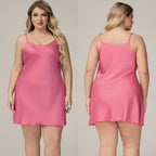 Elegant Satin Chiffon Sleepwear for Women, Summer Strap Sexy Nightdress, Simple Home Wear