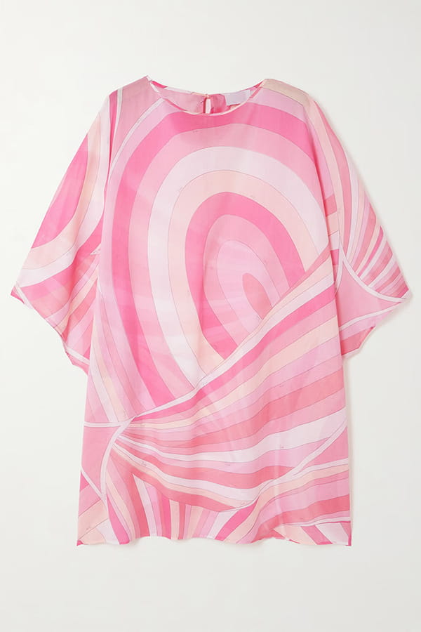 Casual Geometric Print Loose Dress with Round Neck and All-Match Design