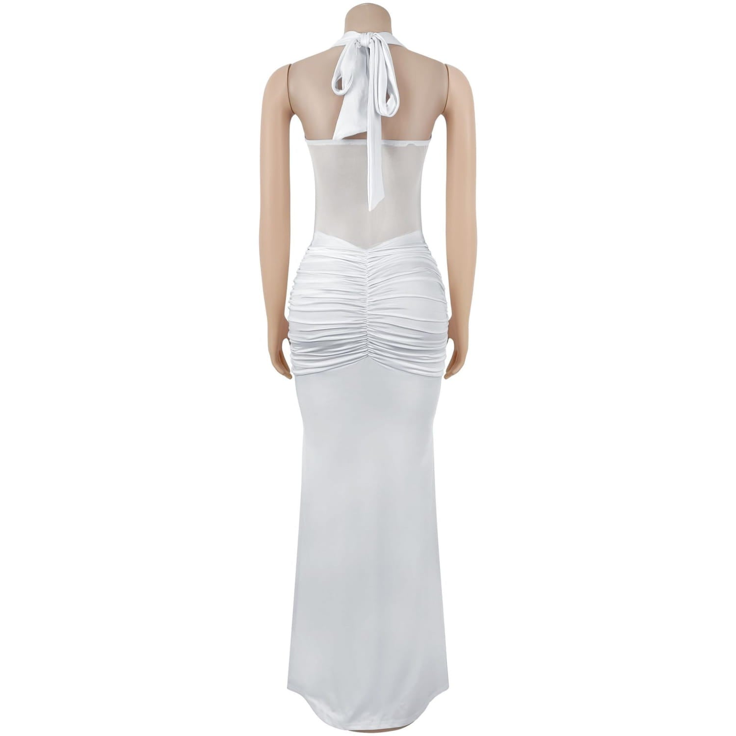Fashion women’s sexy sheer mesh halter tie-back dress