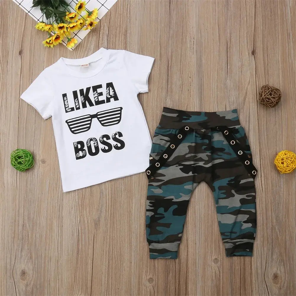 Newborn infant toddler baby boy clothes set kids boys cute short sleeve t-shirt top + pants outfits clothing set