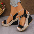 Sparkling Rhinestone Braided Wedge Sandals for Chic Summer Style