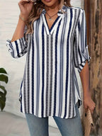 Chic VNeck Floral Top SpringFall Loose Fashion