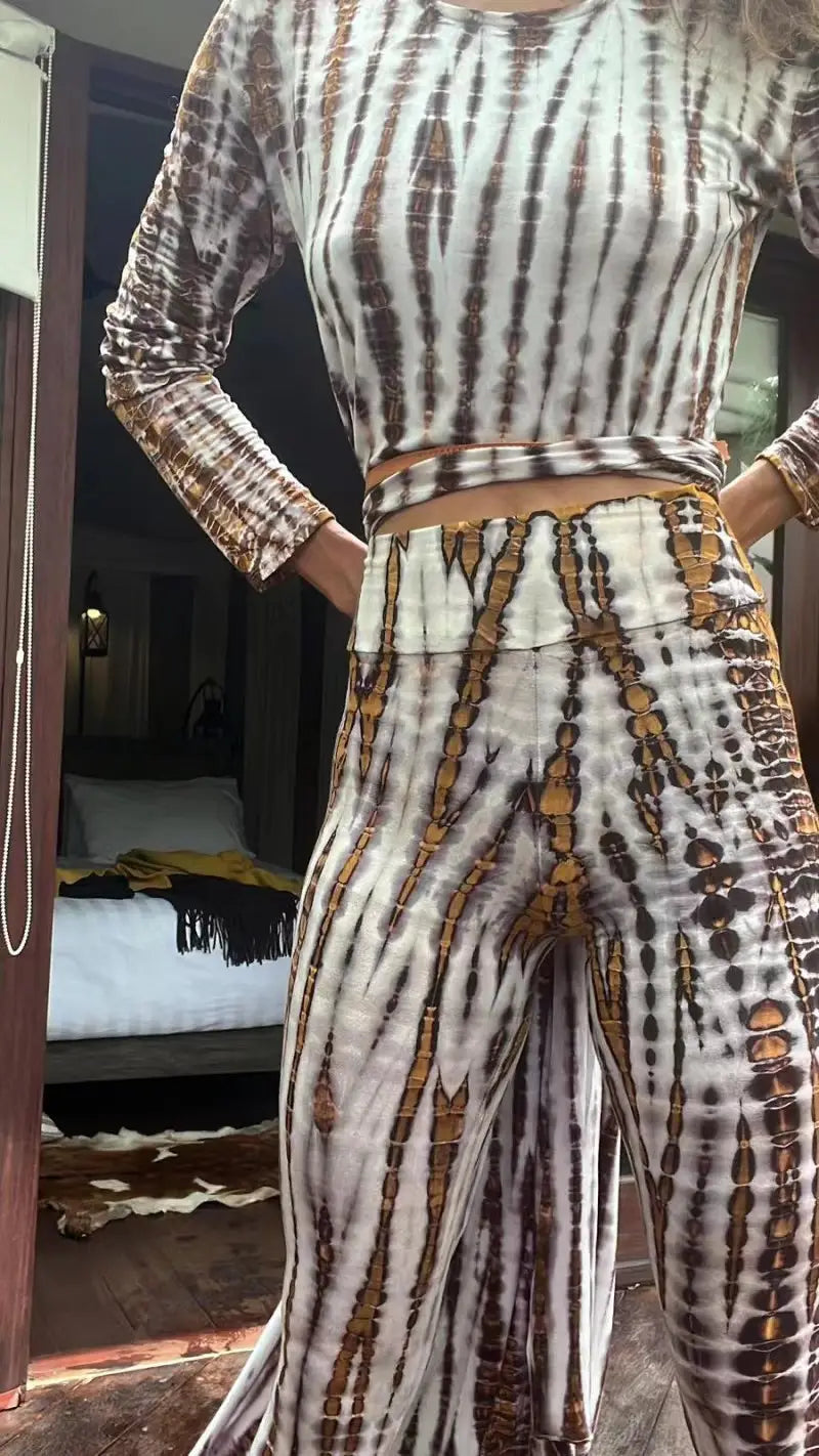 Printed long pants with burnout pattern slim fit fashion style long trousers