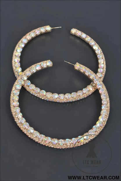 80mm Rhinestone Hoop Earring
