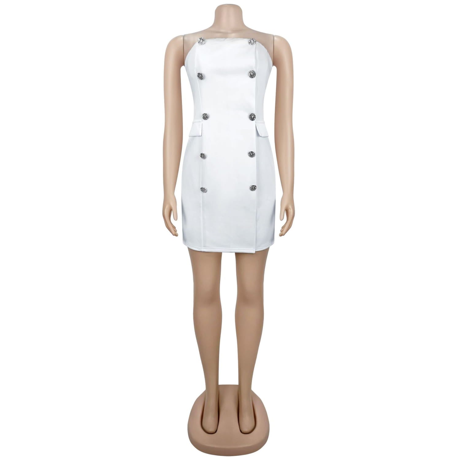 Fashion sexy strapless backless double-breasted dress for women
