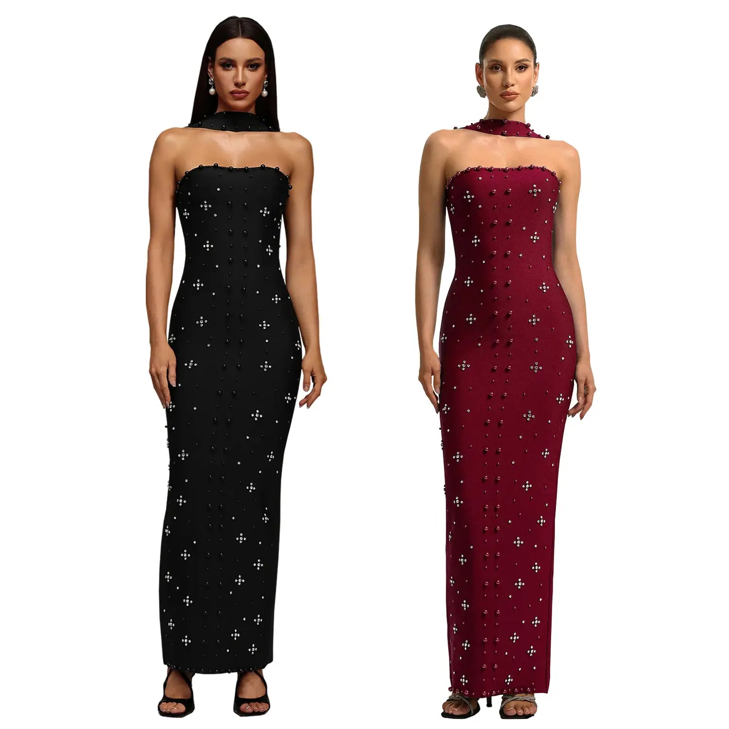 Elegant Embellished Bodycon Strapless Dress for Women