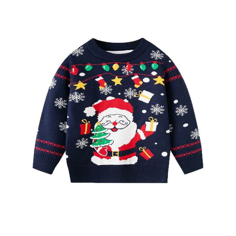 Children’s cartoon santa claus sweater baby base pullover knit sweater