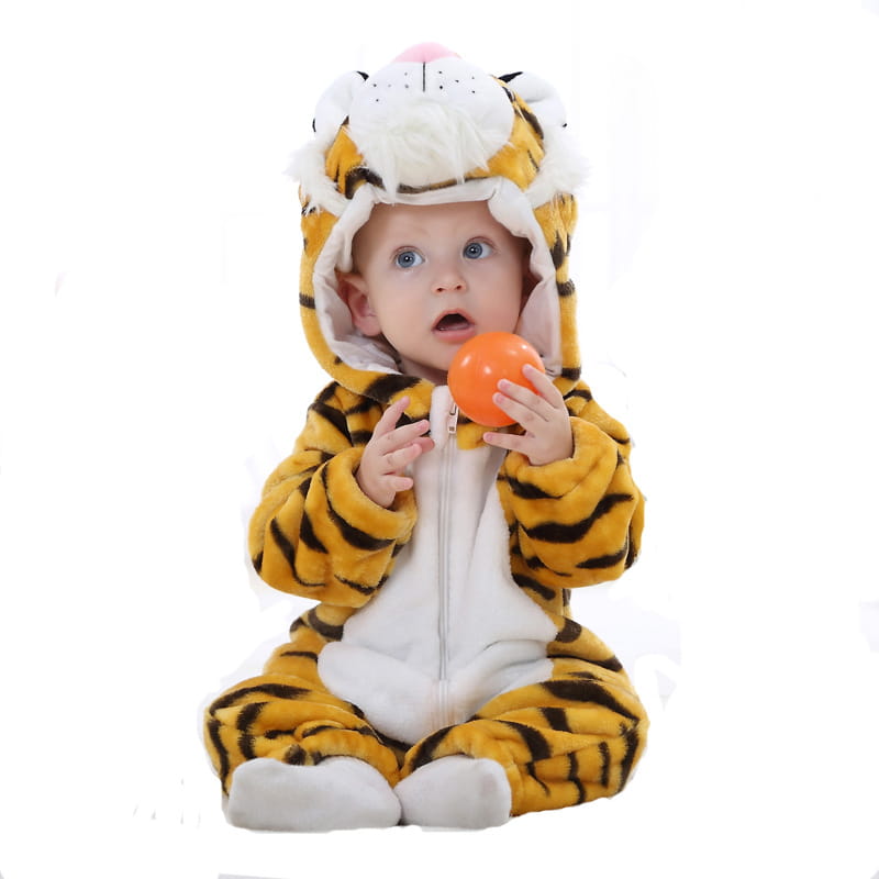 Flannel children’s crawling clothes baby clothes long sleeved hoodie newborn cartoon jumpsuit
