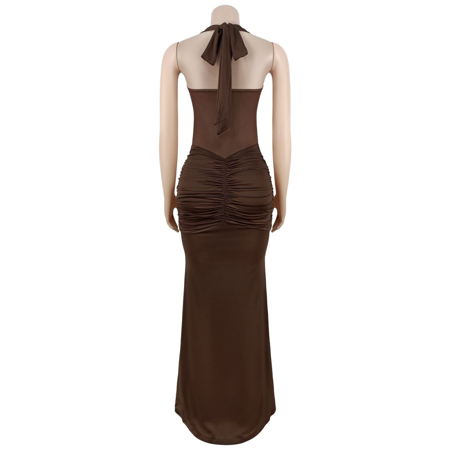 Fashion women’s sexy sheer mesh halter tie-back dress