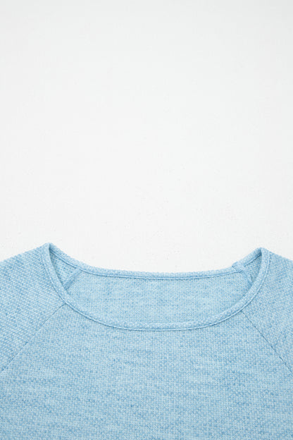 Moonlight Jade Textured Raglan Sleeve Knit Loose Top