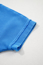Blue Mineral Wash Star Mesh Patchwork Oversize Tee