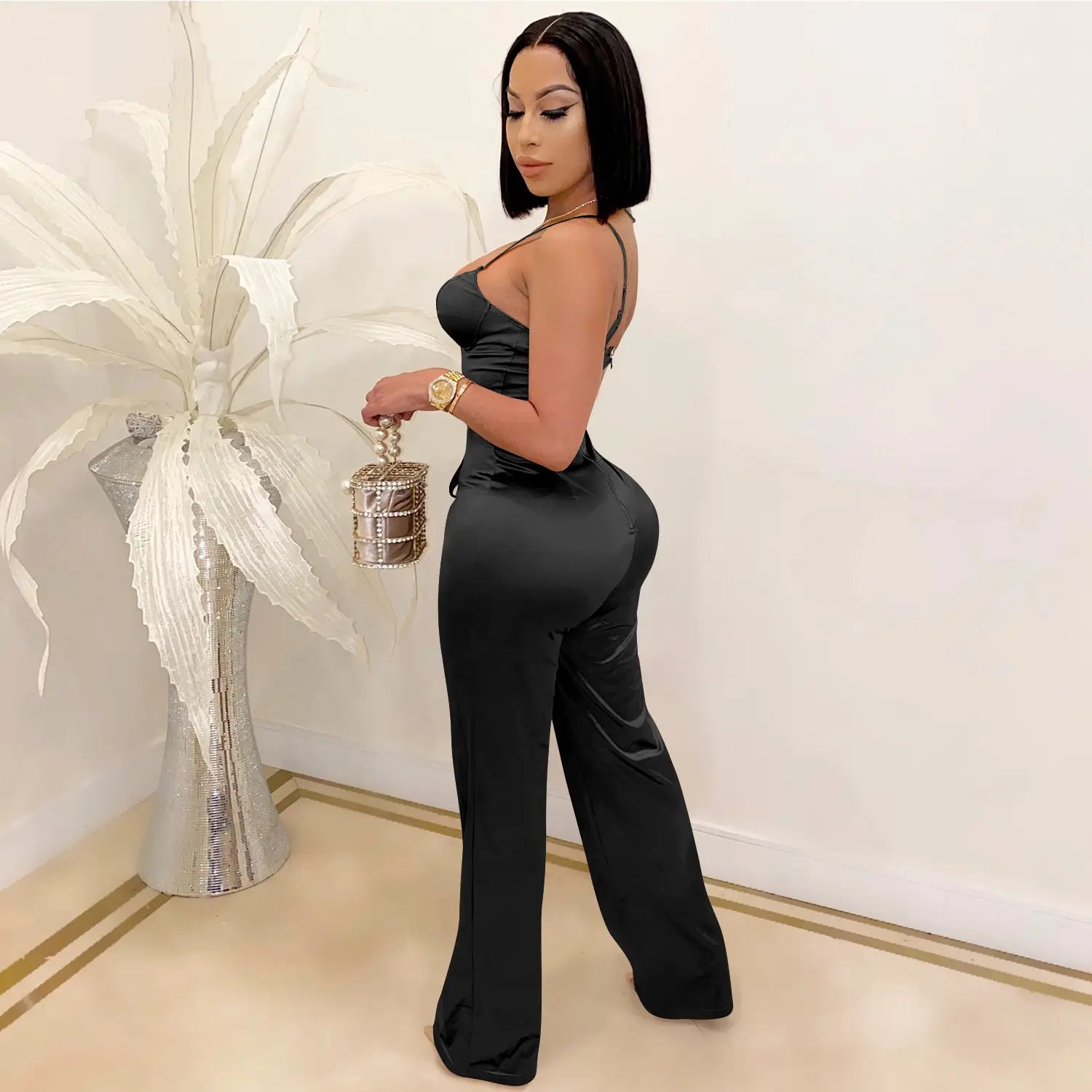 Fashionsexy jumpsuit straight leg pants casual elegant commute
