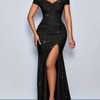 Elegant Metallic Mermaid OffShoulder Bridesmaid Dress