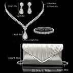 Elegant Rhinestone Set Pleated Clutch  Jewelry for Parties