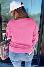 Bonbon Twist Ribbed Exposed Seam Detail Plus Size Top
