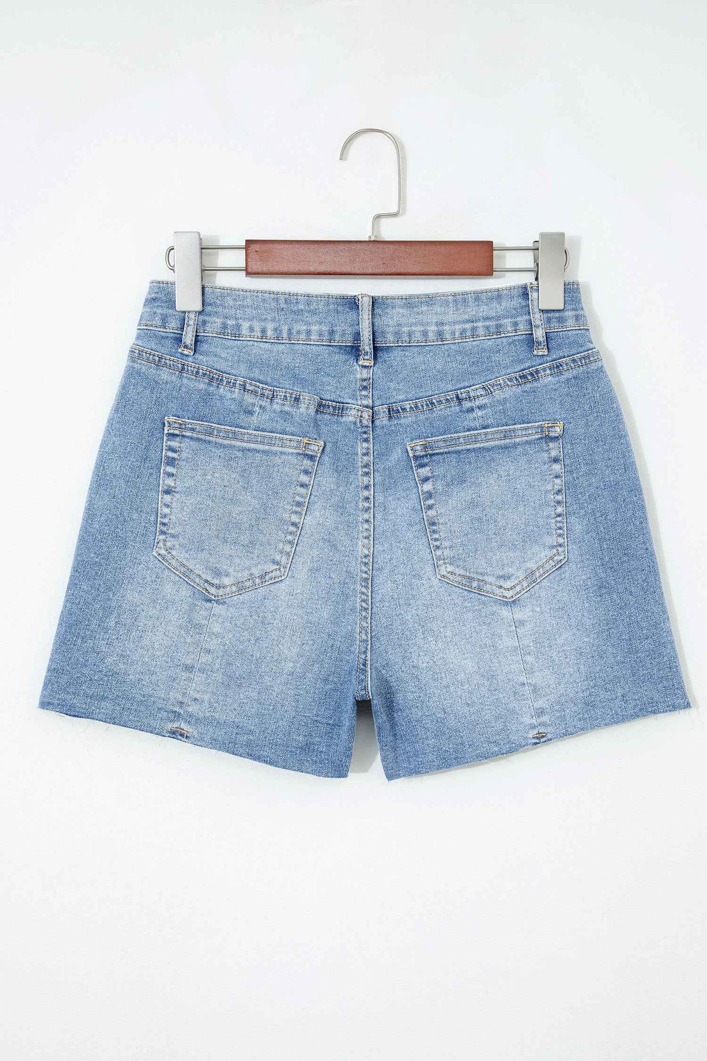 Beau Blue Acid Wash Raw Hem Denim Shorts
