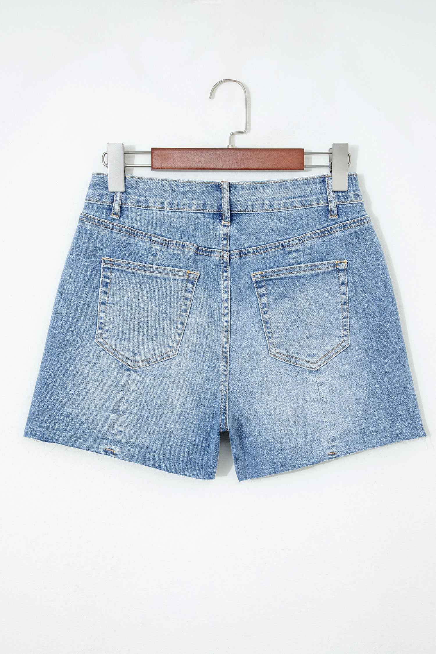 Beau Blue Acid Wash Raw Hem Denim Shorts