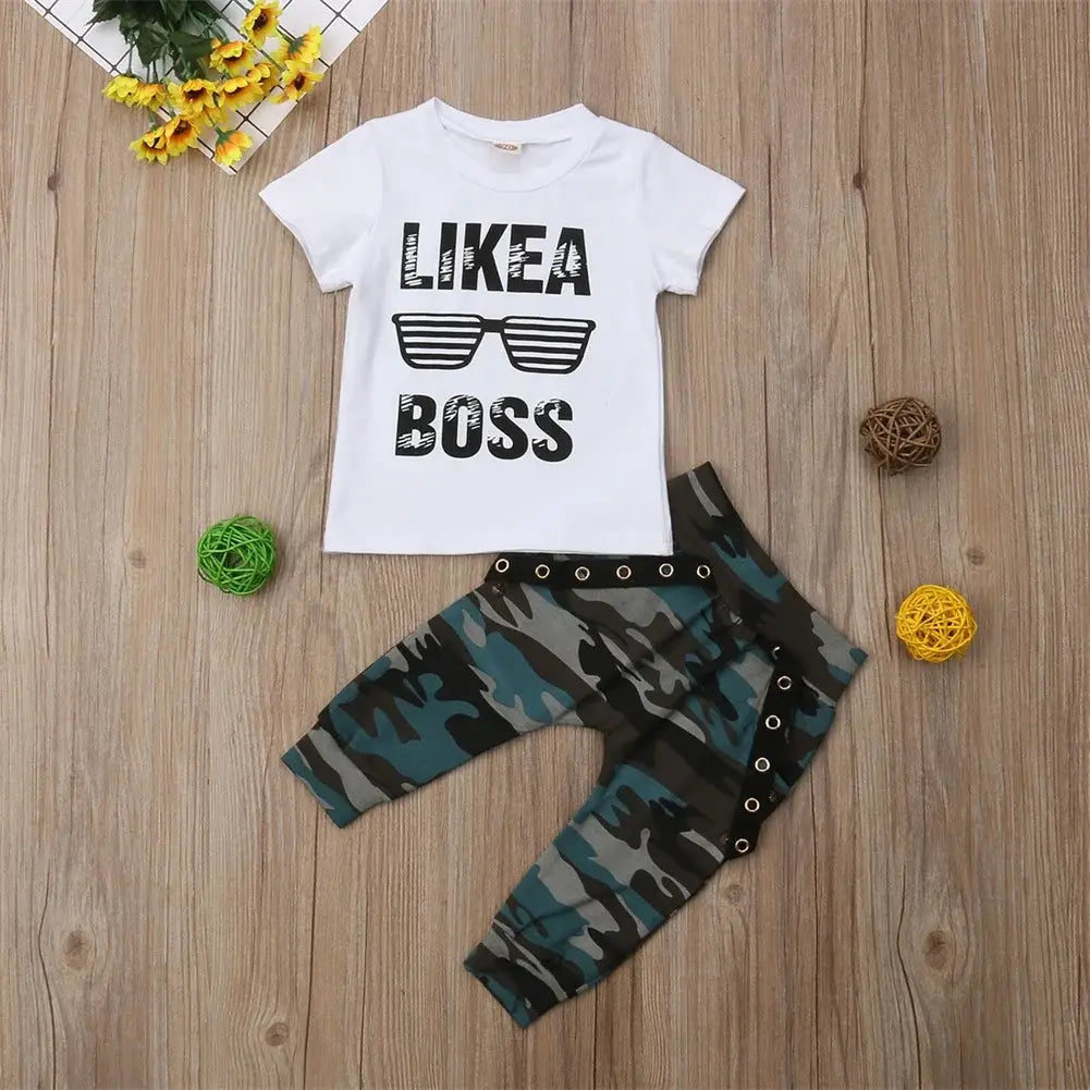 Newborn infant toddler baby boy clothes set kids boys cute short sleeve t-shirt top + pants outfits clothing set