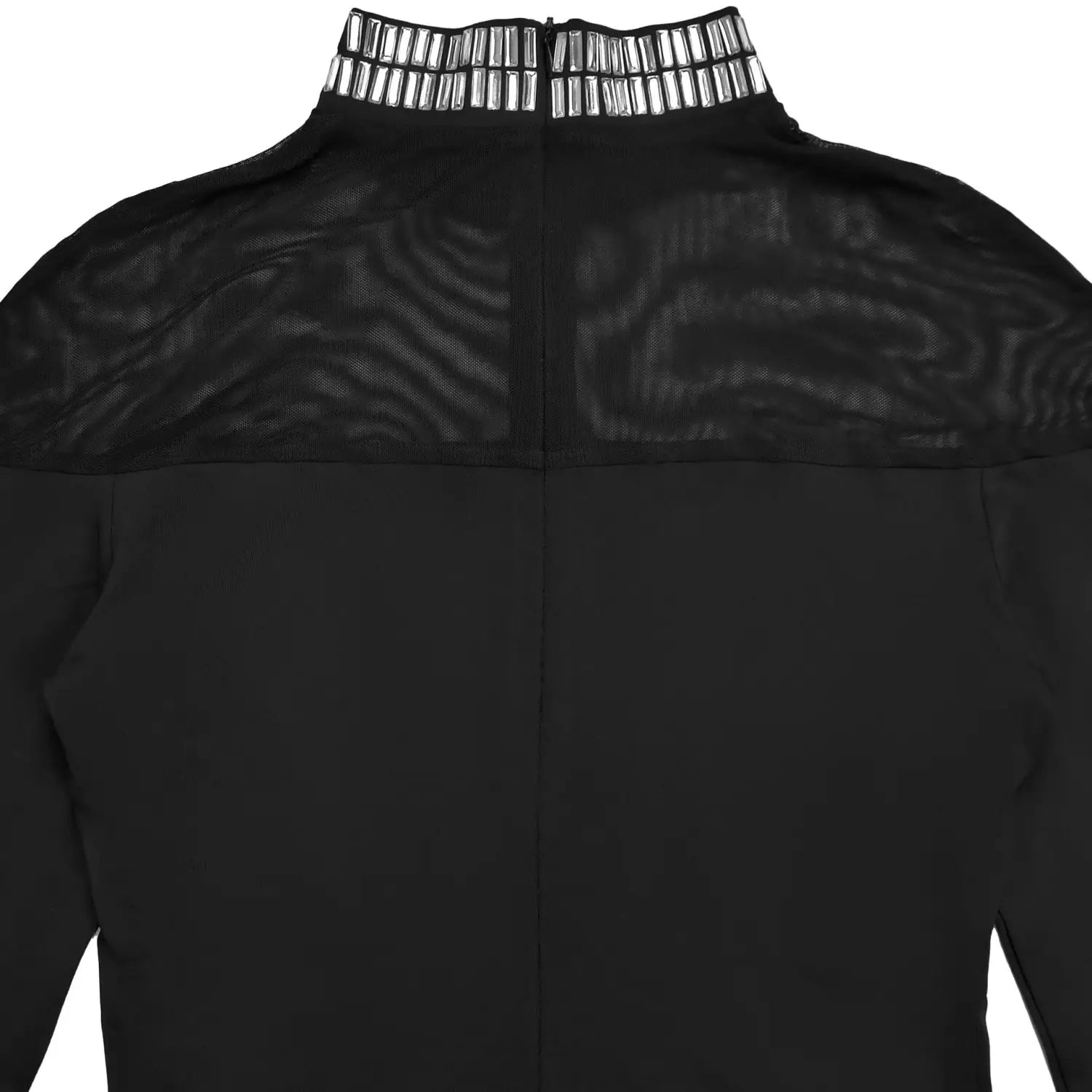 Elegant high neck long sleeve fitted sequined dress for women