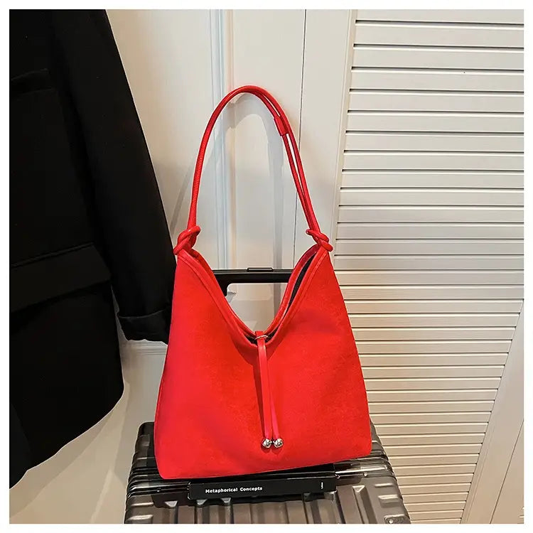 Matte retro women’s large capacity shoulder bag casual everyday tote with premium texture