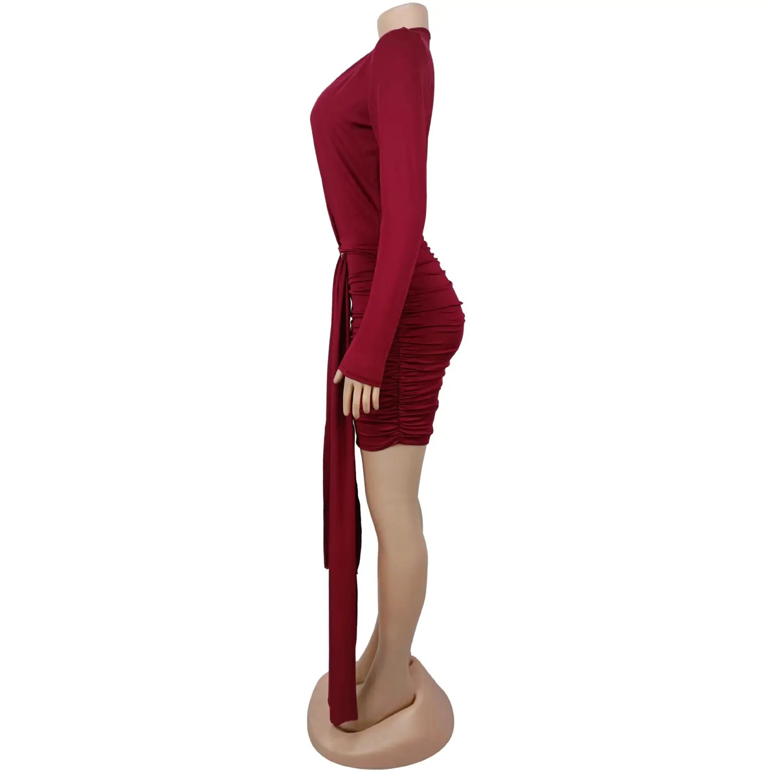Fashion women’s sexy deep v neck solid color ribbon dress mini dress