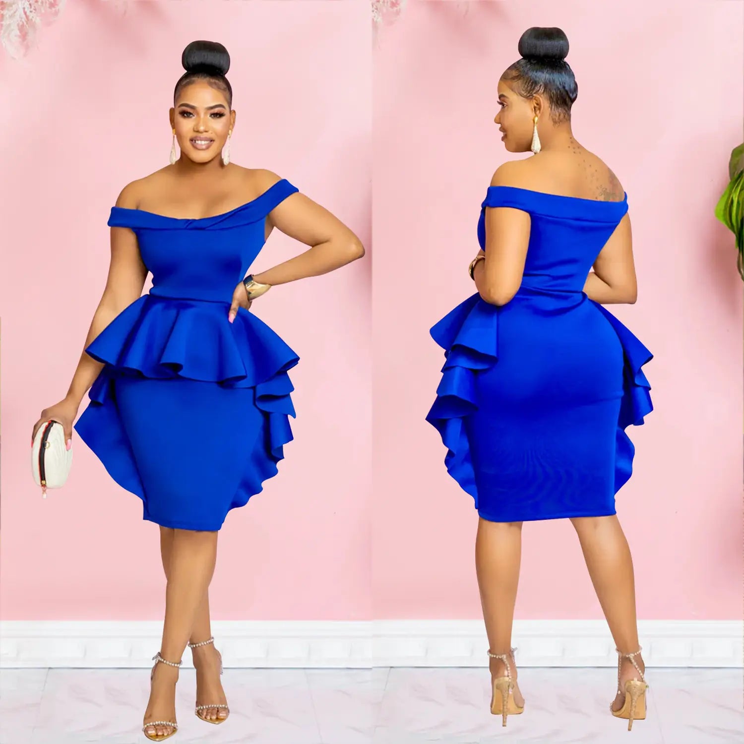 Fashion women’s solid color sleeveless ruffle hem mini dress