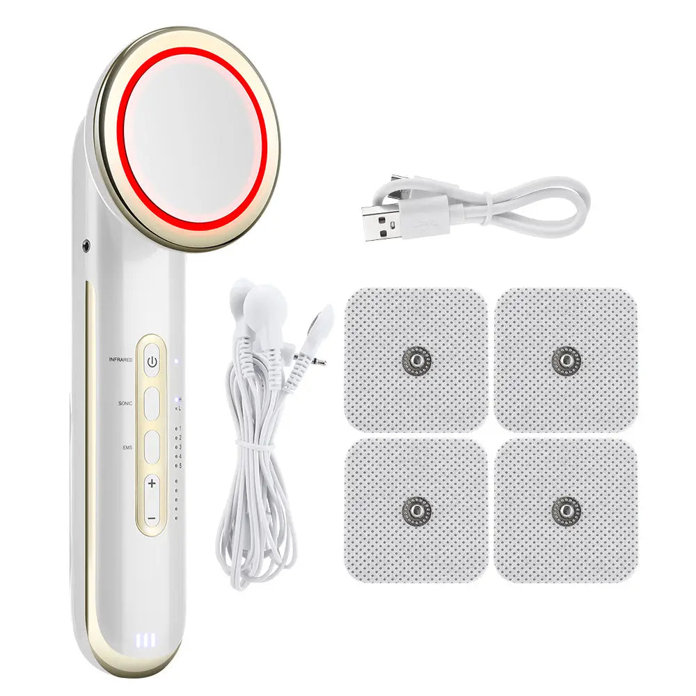 Ems body sculpting device with 5 modes rechargeable far infrared & ultrasonic fat burning slimming beauty instrument