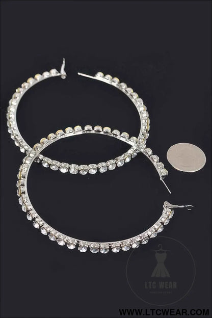 8cm Rhinestone Hoop Earring