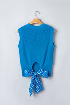 Myosotis Slim Knit Polka Dot Knot Back Cropped Sweater Tank