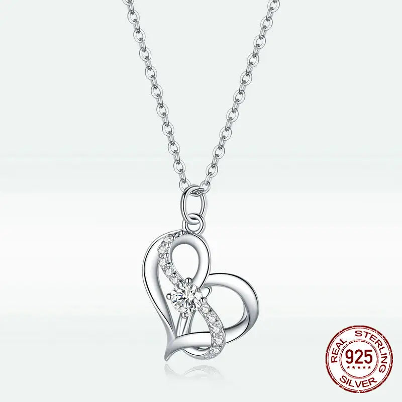 Silver s925 necklace women’s heart-shaped pendant jewelry