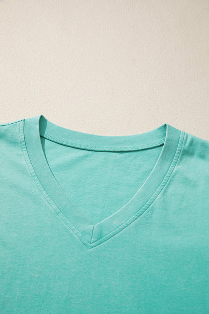 Beau Blue Mineral Wash V Neck Tee Matching Skort Set